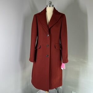 NWT Dark Rust Kate Spade Lined Wool Blend Coat